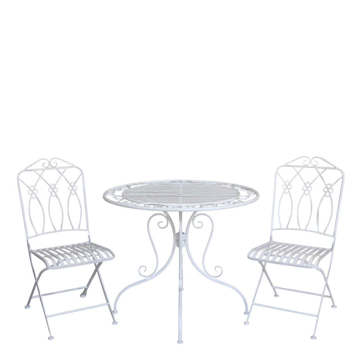 Bistro Set w. 2 chairs & 1 table H75/D90 cm antique cream