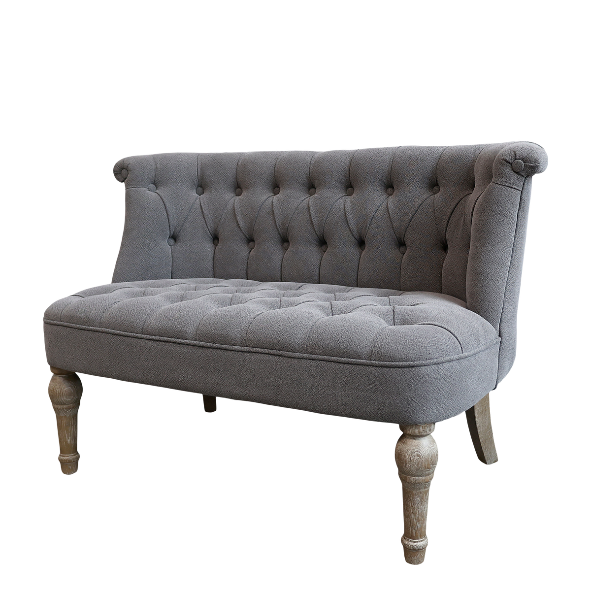 French Sofa in linen fabric 2 seats H75/L110/W55 cm coal