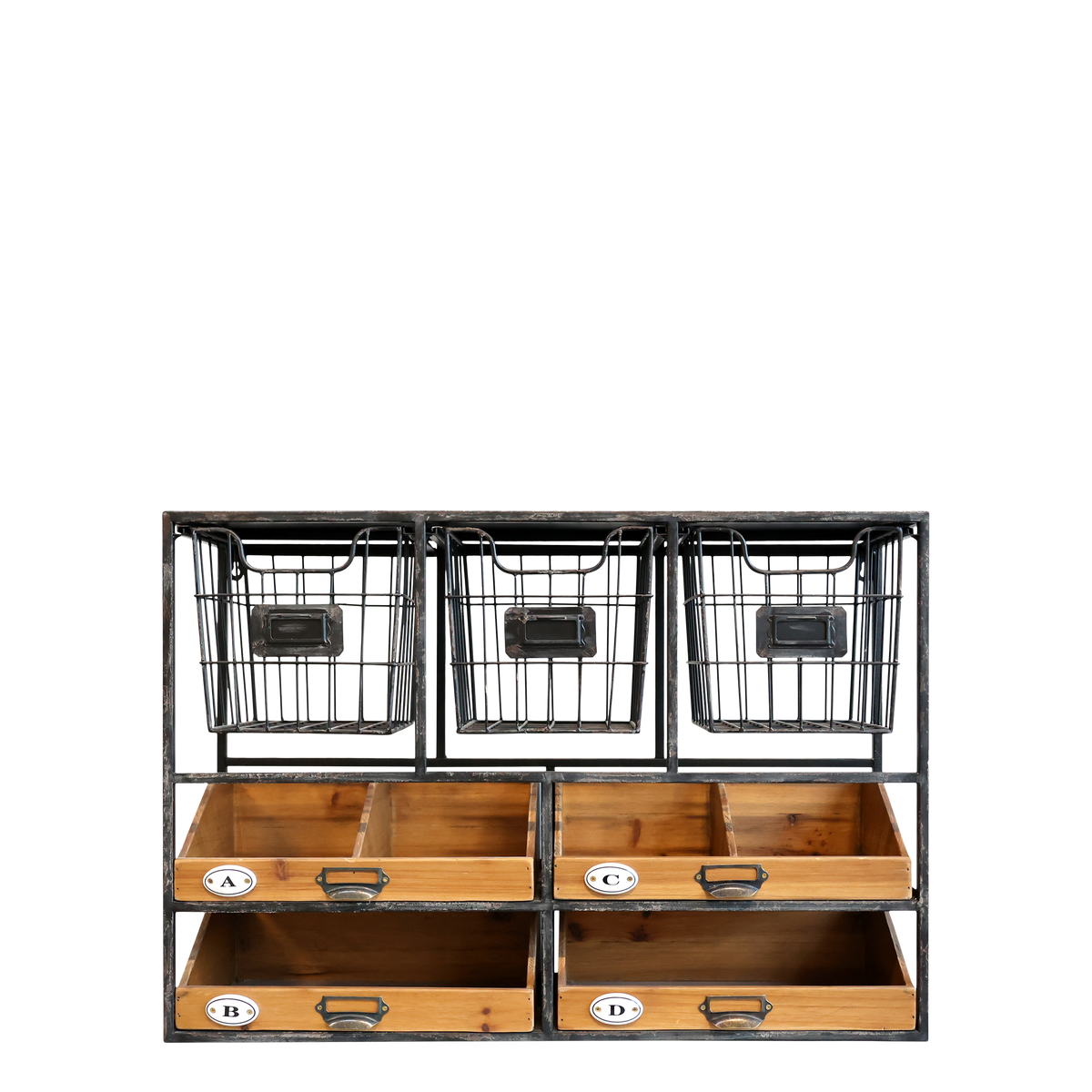 Wall Shelf w. drawers H50.5/L71.5/W18 cm antique coal