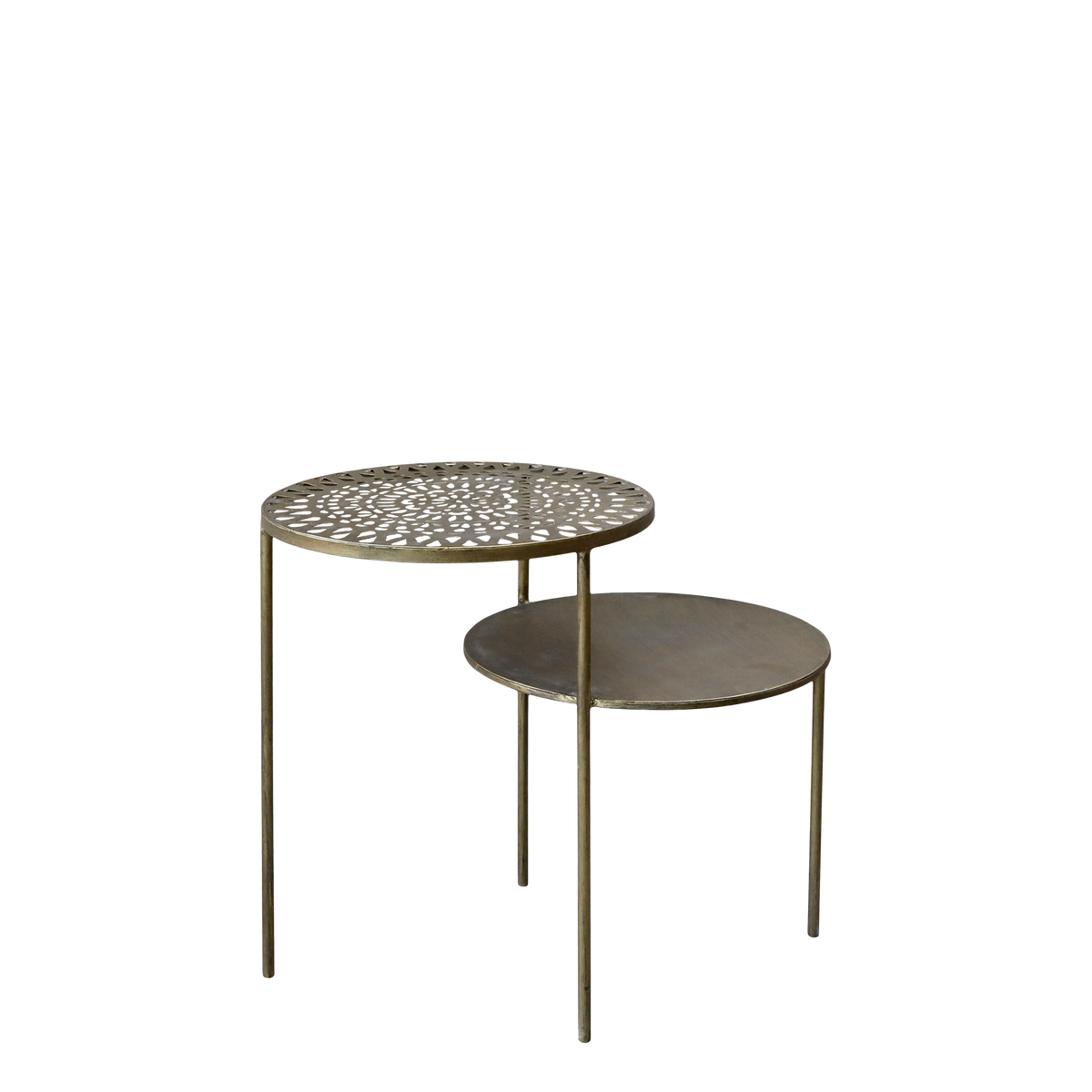 Table w. 2 tiers H50/L59/W40 cm antique brass