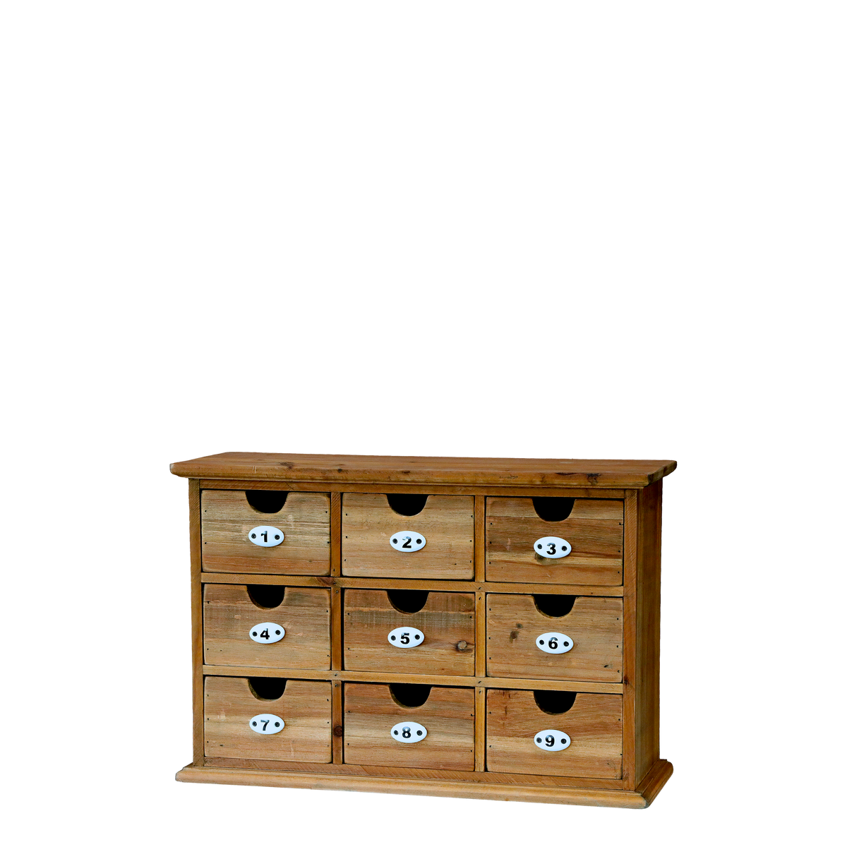 Sorting Shelf w. 9 drawers H31/L46/W17 cm nature