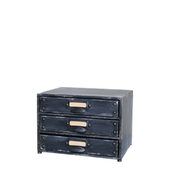 Factory Cabinet w. 3 drawers H22/L31/W23 cm antique black