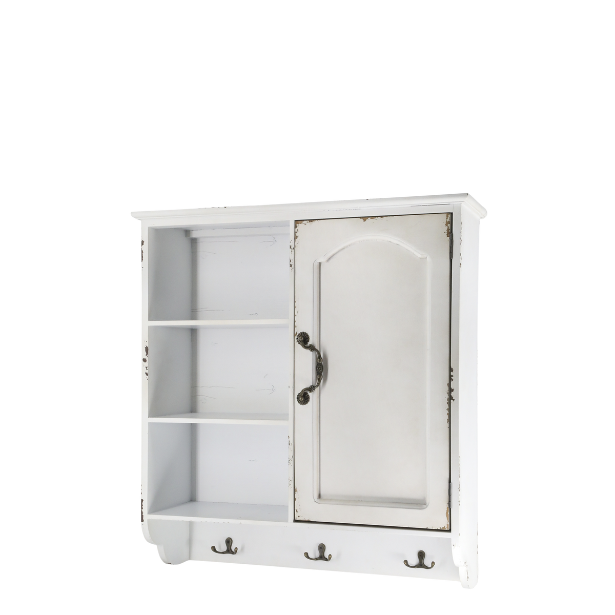 Cabinet for wall w. 1 door & 3 shelves H61/L56/W19 cm cream