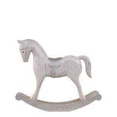 Rocking Horse w. glitter H23/L27/W6 cm antique latte