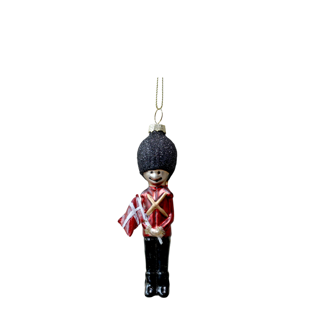 Soldier w. flag H11/L4/W2.5 cm antique cherry