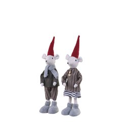 Asger & Agnes Christmas Mice standing set of 2 H38cm