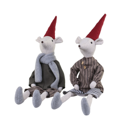 Asger & Agnes Christmas Mice seated set of 2 H60cm