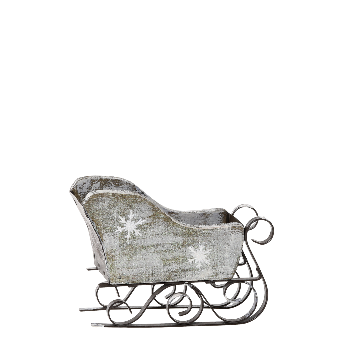 Vintage Sleigh w. snowflakes H12/L10/W5 cm antique zinc