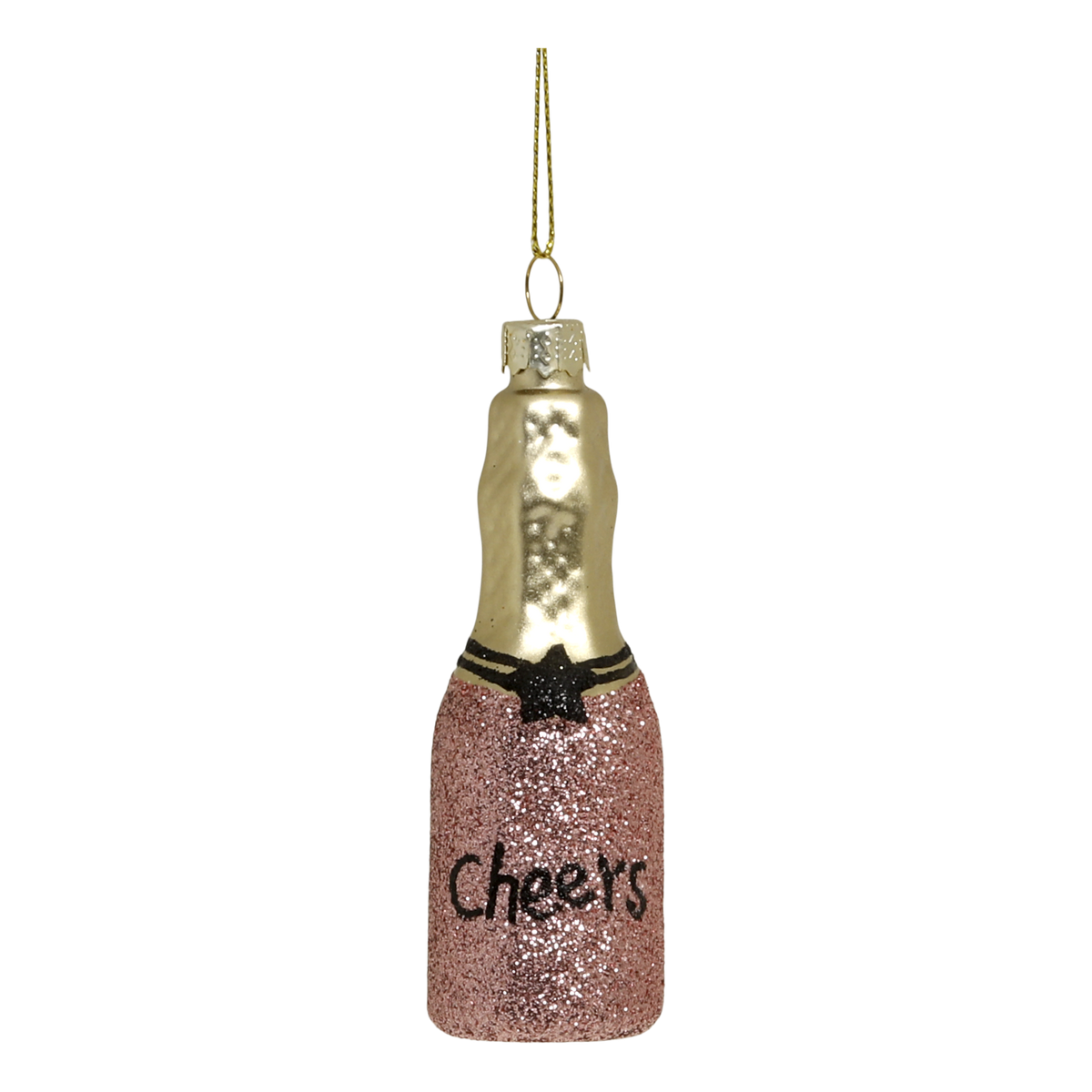 Bottle w. glitter H10/D3.5 cm rose