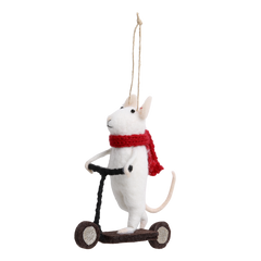 Mouse on a scooter of felt for hanging H11/L10/W4 cm