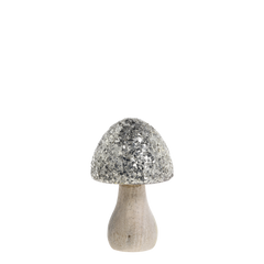 Mushroom w. mosaic glitter top H15/D8.5 cm nature