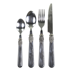 Linas Cutlery w. silver deco set of 4  L23 cm antique coal