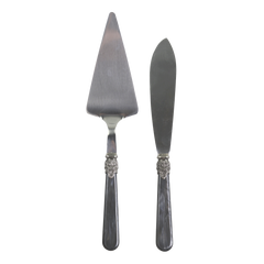 Linas Cake server & cake knife set of 2 L29 cm antique coal