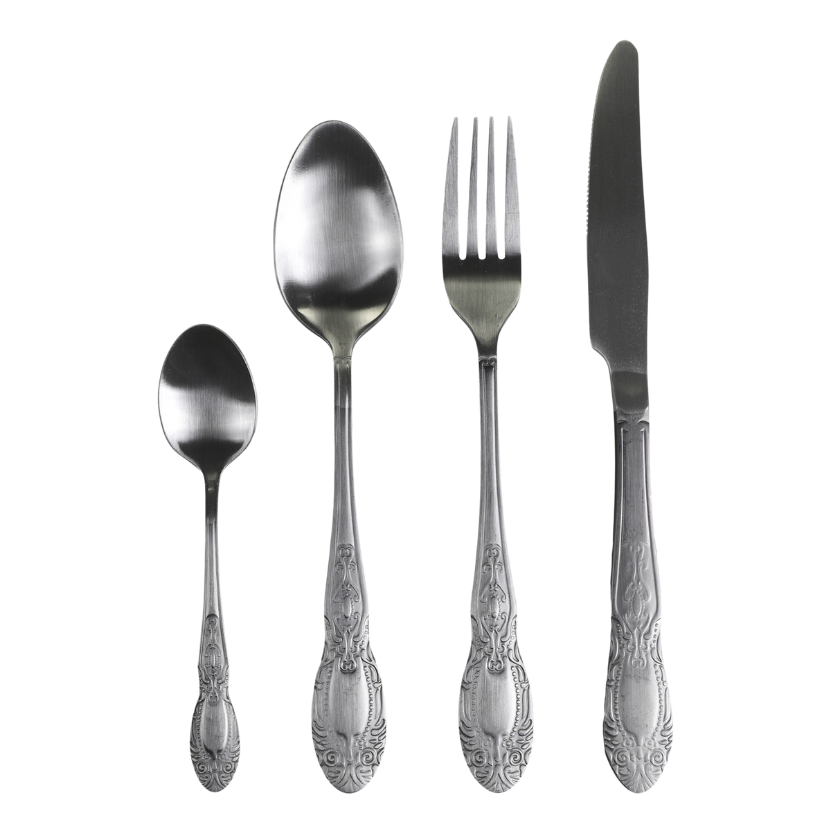 Cutlery w. decor set of 4 L23 cm mat silver