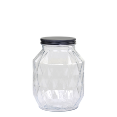 Storage Jar w. diamond cut H22/D16 cm clear