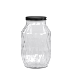 Storage Jar w. diamond cut H26/D16 cm clear