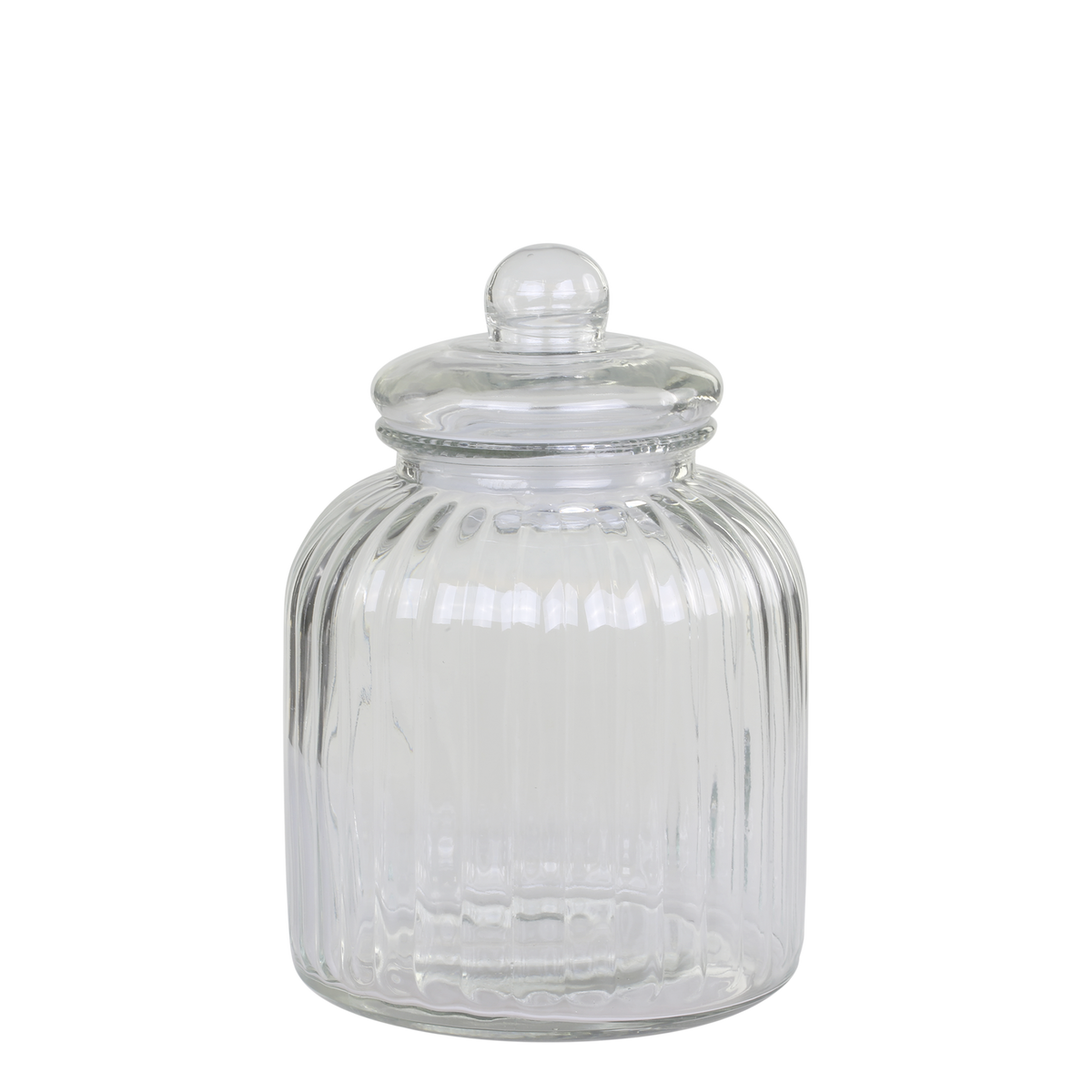 Storage Jar w. grooves H26/D17.5 cm clear