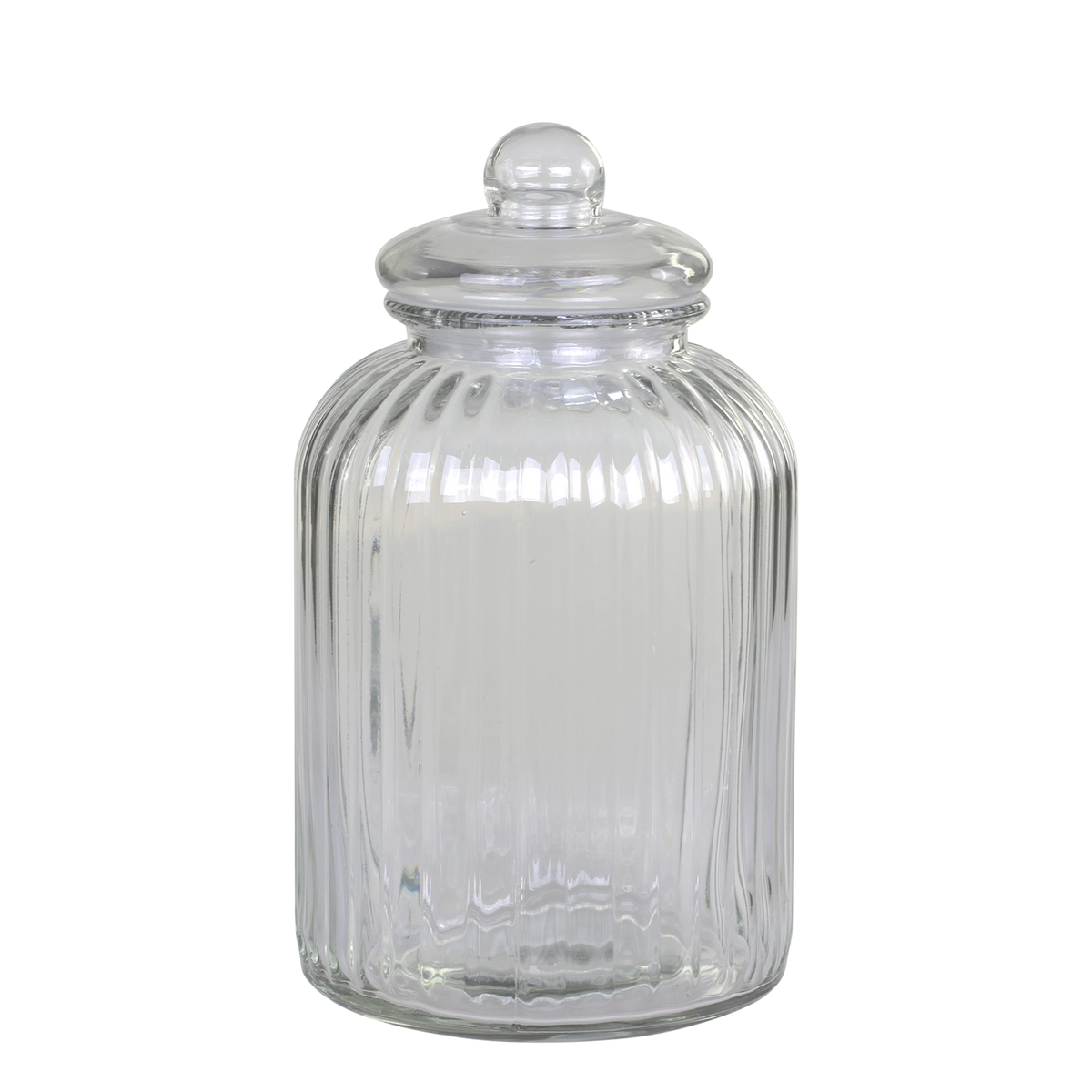 Storage Jar w. grooves H32/D17.5 cm clear