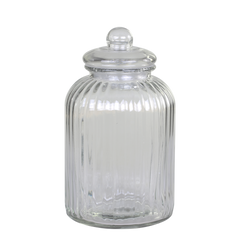 Storage Jar w. grooves H32/D17.5 cm clear