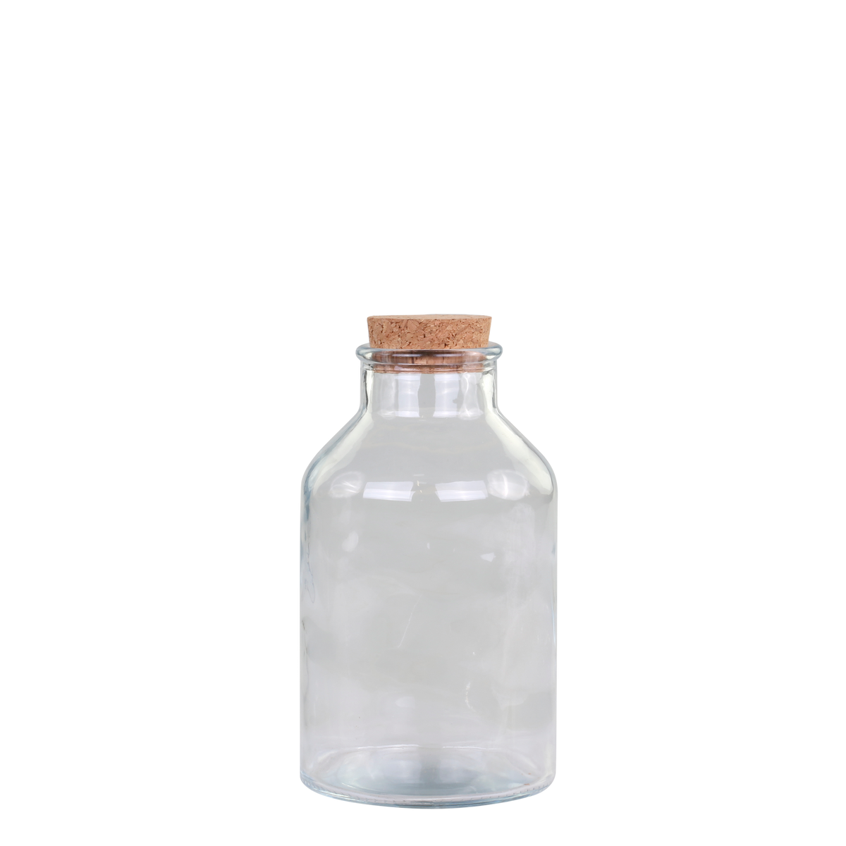 Milk Bottle w. cork lid H18/D8.5 cm clear