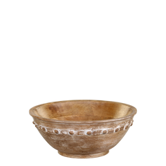 Tours Bowl in wood w. pattern H8/D25 cm nature