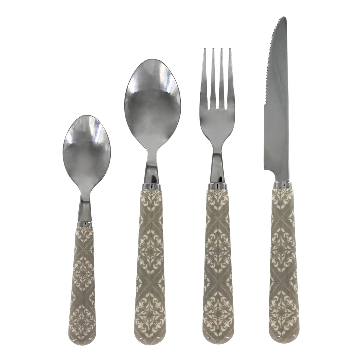 Linas Cutlery w. pattern set of 4 L22 cm French grey