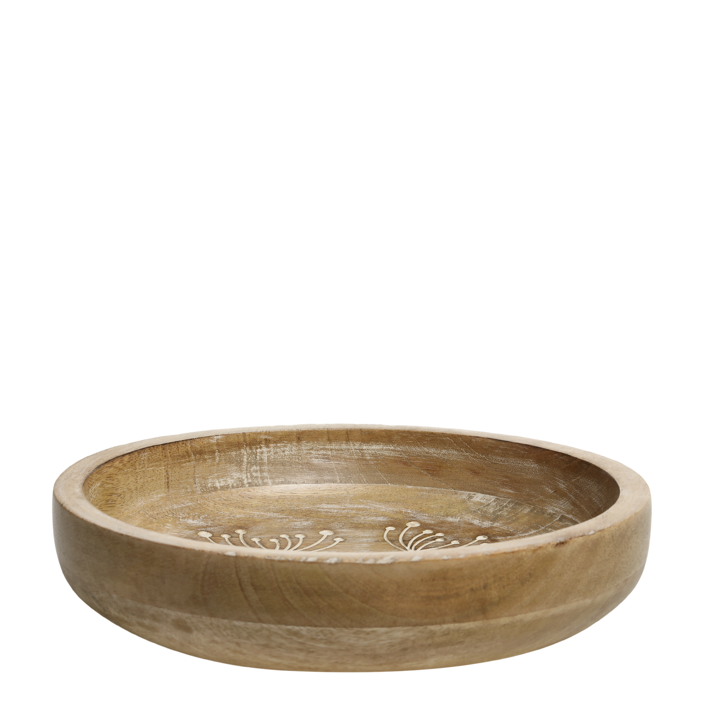 Tours Bowl in wood w. carvings H5/D25 cm nature