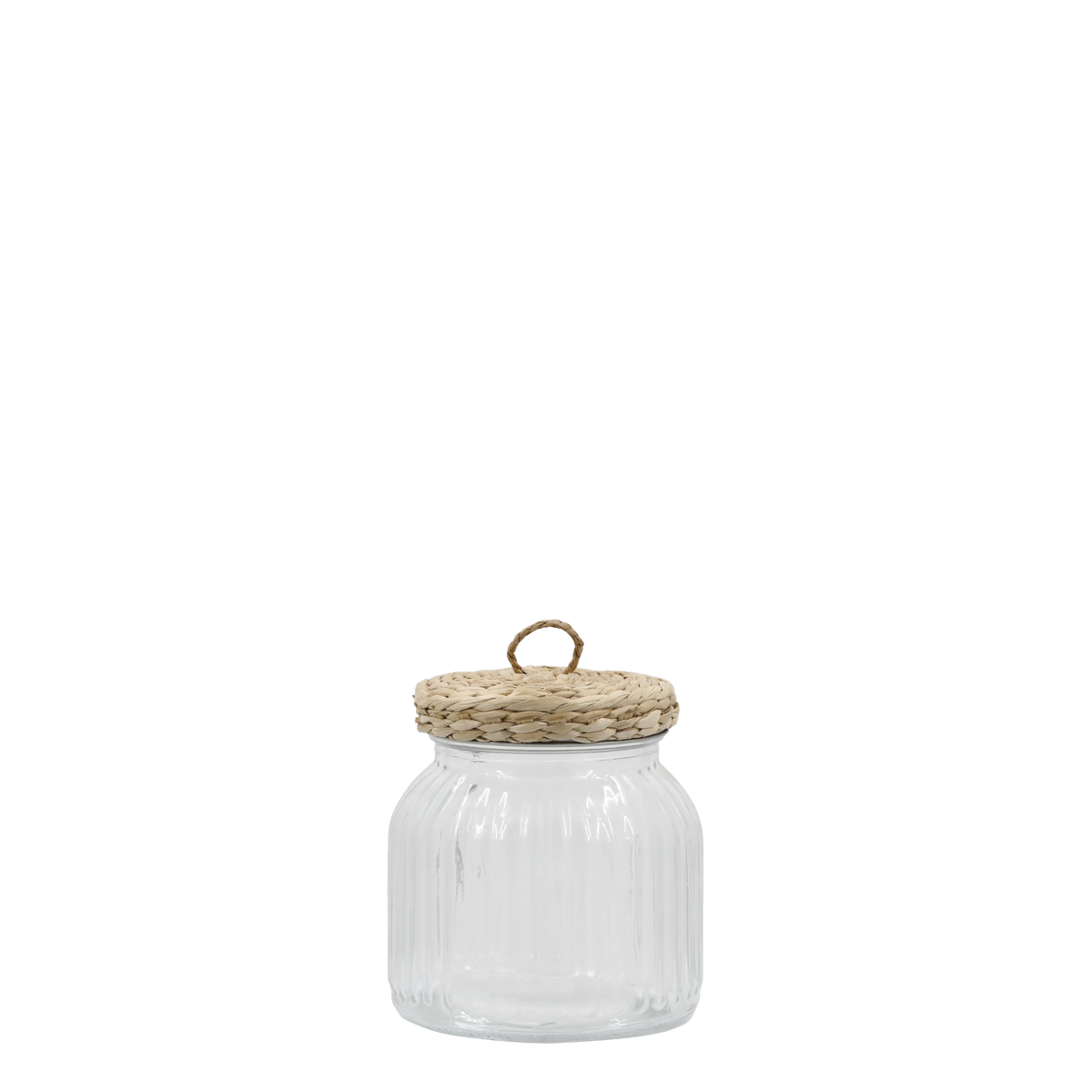 Storage Jar w. wicker lid H7/D11 cm clear