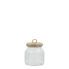 Storage Jar w. wicker lid H7/D11 cm clear