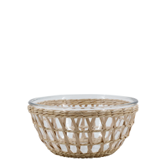 Bowl w. wicker basket H11/D23 cm Clear