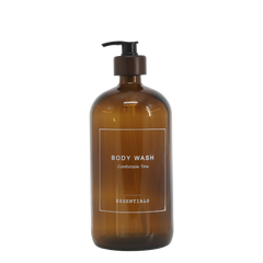 Bottle w. pump Body Wash 1000 ml H25.5/D9.5 cm mocca