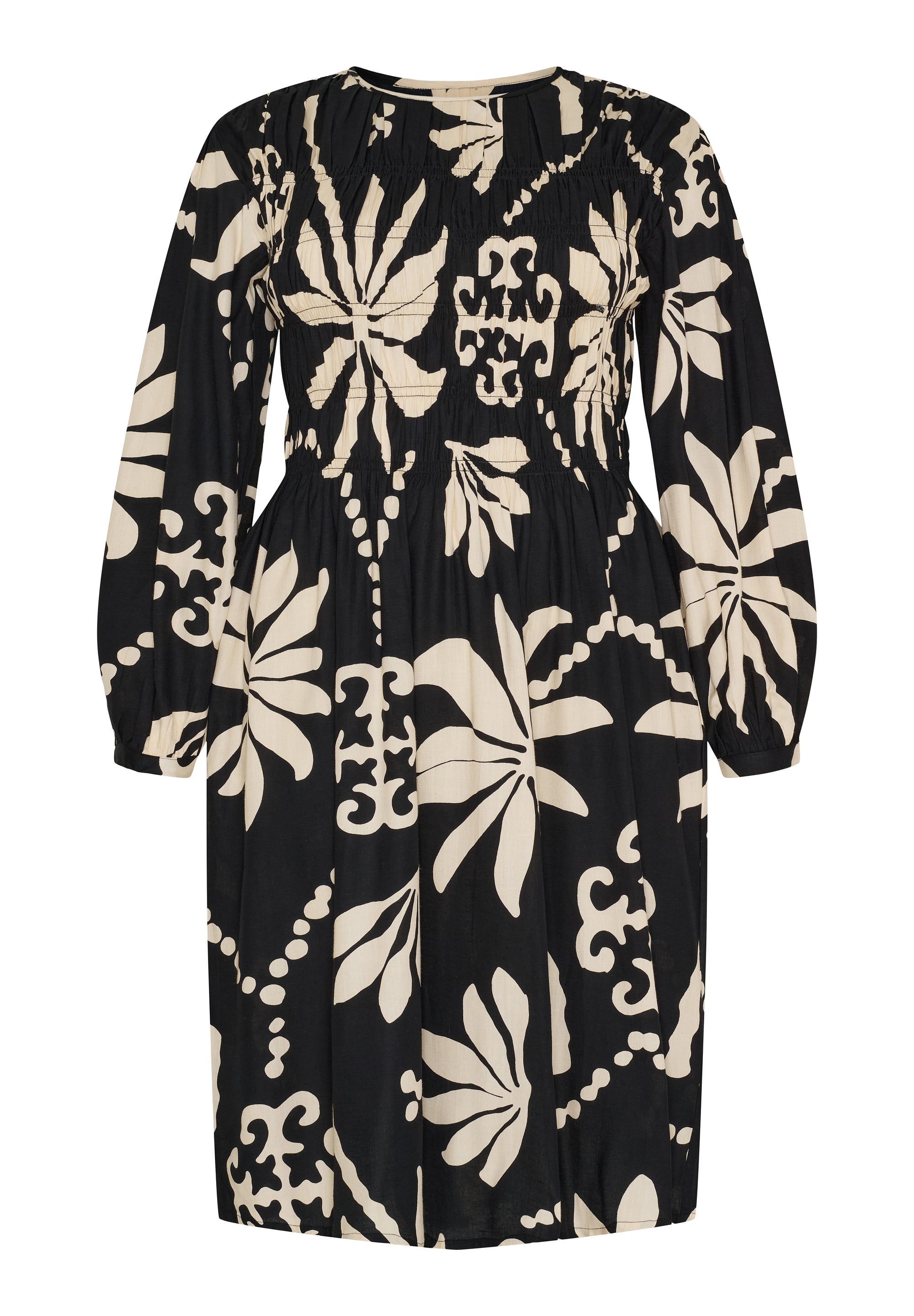 No. 1. By Ox Lang kjole med smock-topdel og lange ærmer by No. 1 By Ox