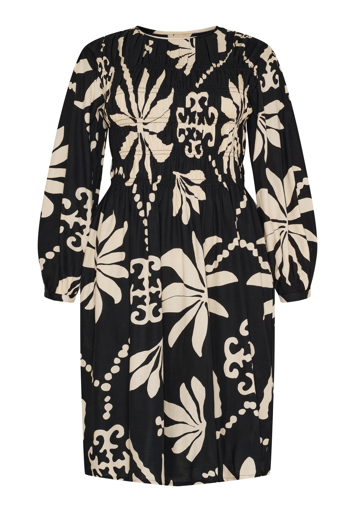 No. 1. By Ox Lang kjole med smock-topdel og lange ærmer by No. 1 By Ox