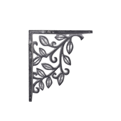 Shelf Bracket w. flower decor H12.5/L14/W2 cm antique grey