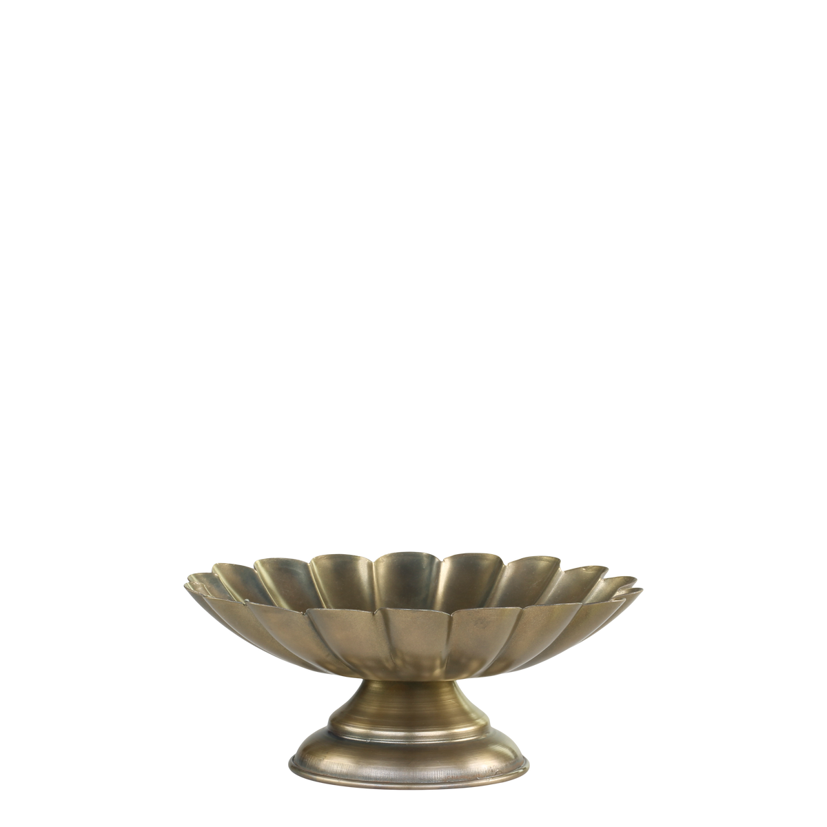 Centrepiece on foot w. grooves H7.5/D17.5 cm antique brass