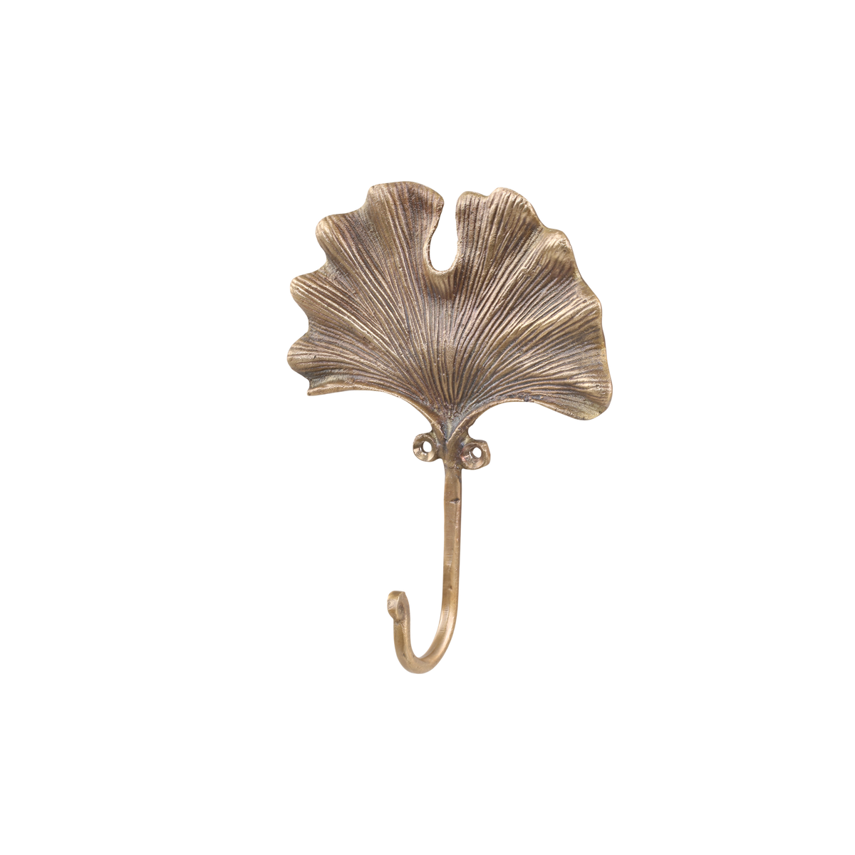 Hook w. leaf H17/L12.5/W5 cm antique brass