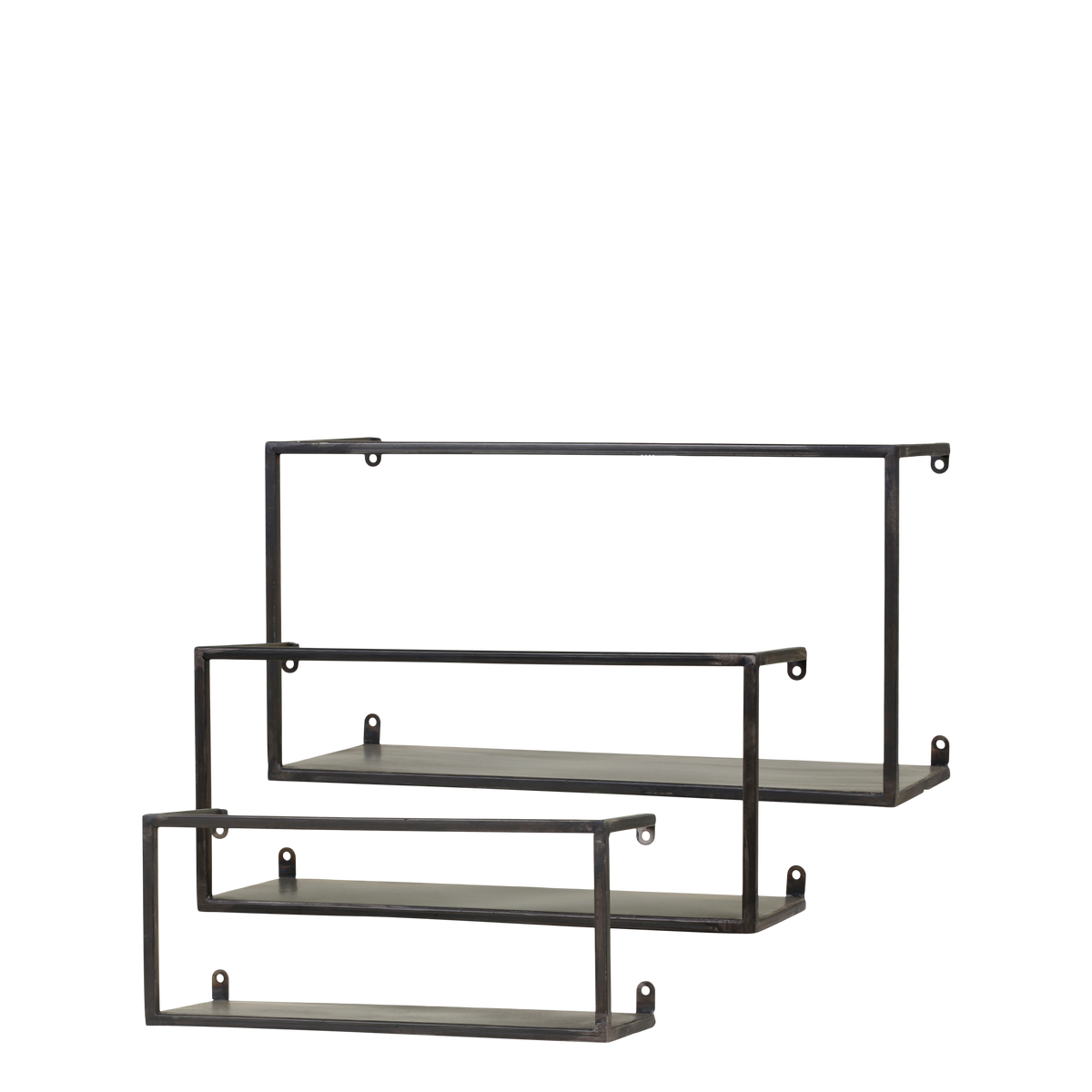 Shelves set of 3 H21/L40/W15.5 cm black