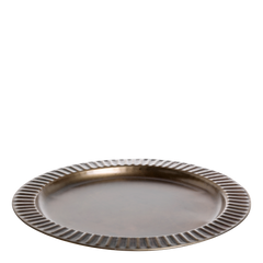 Tray w. reeded edge H2/D27 cm antique brass