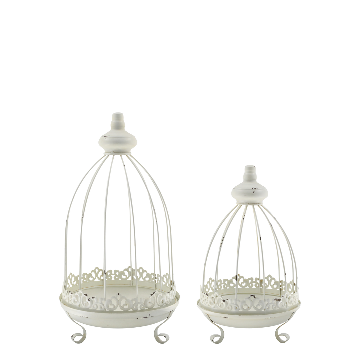 Centrepiece w. tray set of 2 H39.5/D22 cm antique cream