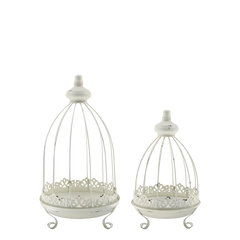 Centrepiece w. tray set of 2 H39.5/D22 cm antique cream