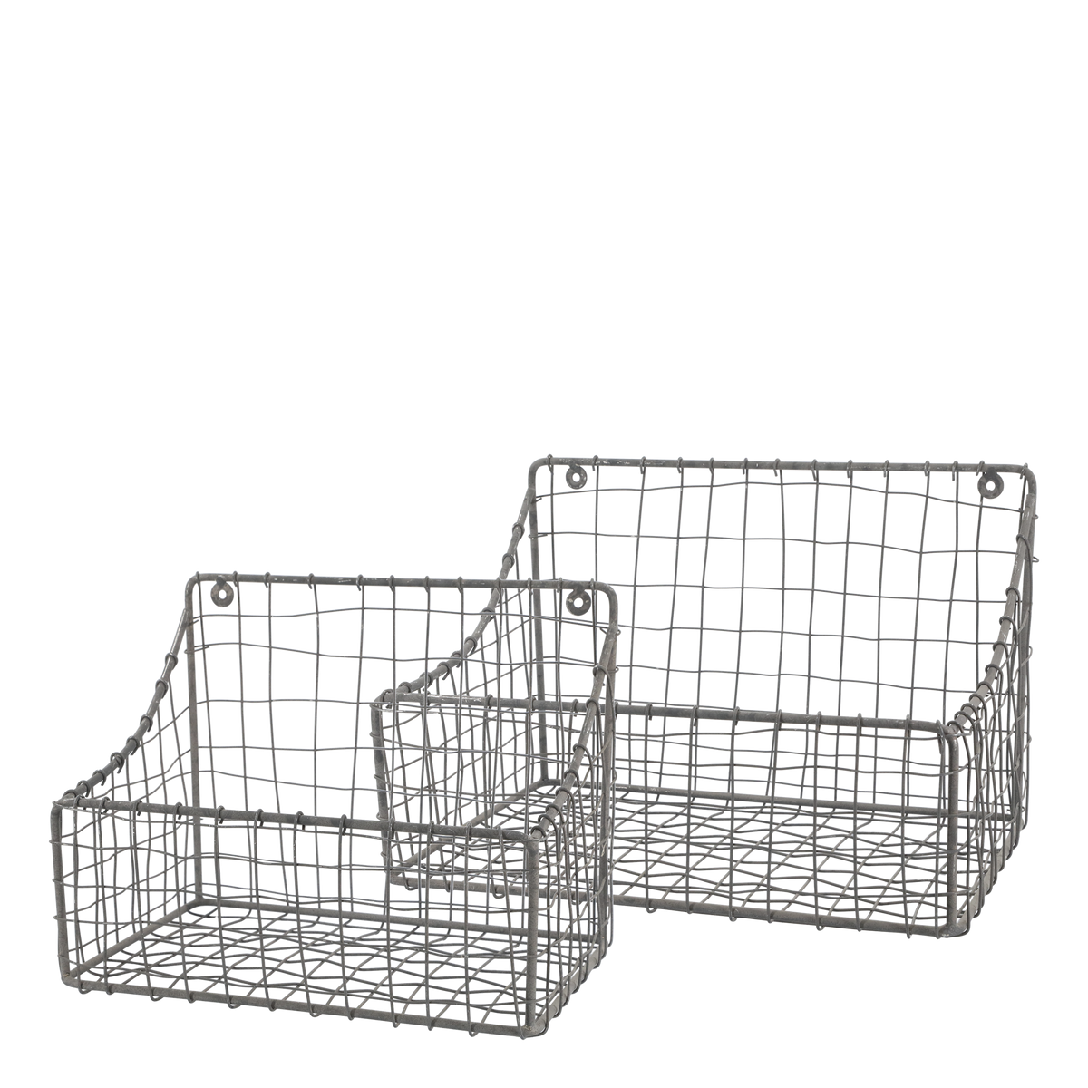 Fil de fer Basket set of 2 H22/L32/W20 cm antique zinc