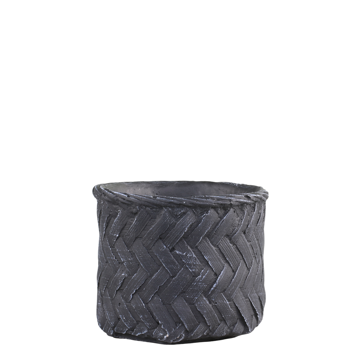 Corte Planter w. braided pattern H11.5/D13.5 cm antique coal