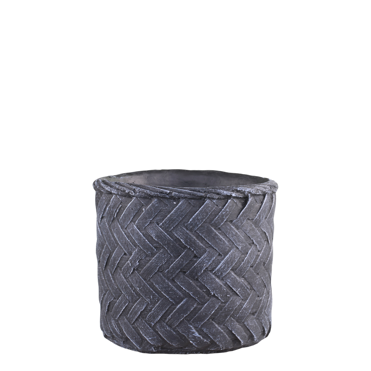 Corte Planter w. braided pattern H15/D16.5 cm antique coal