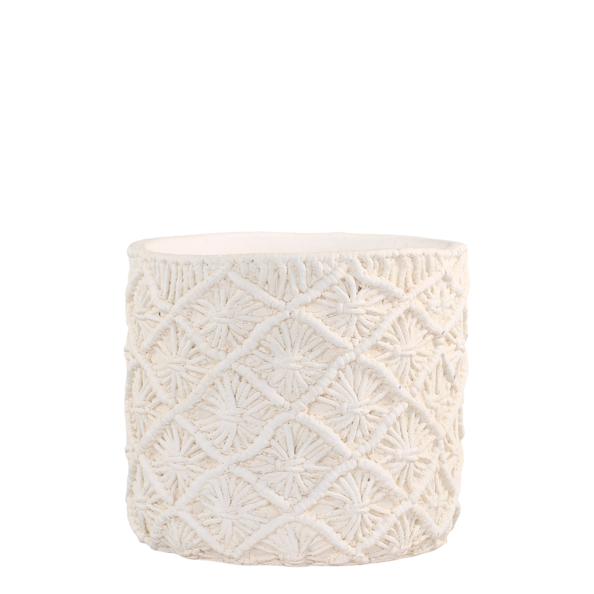 Corte Planter w. braided pattern H21/D22.5 cm cream