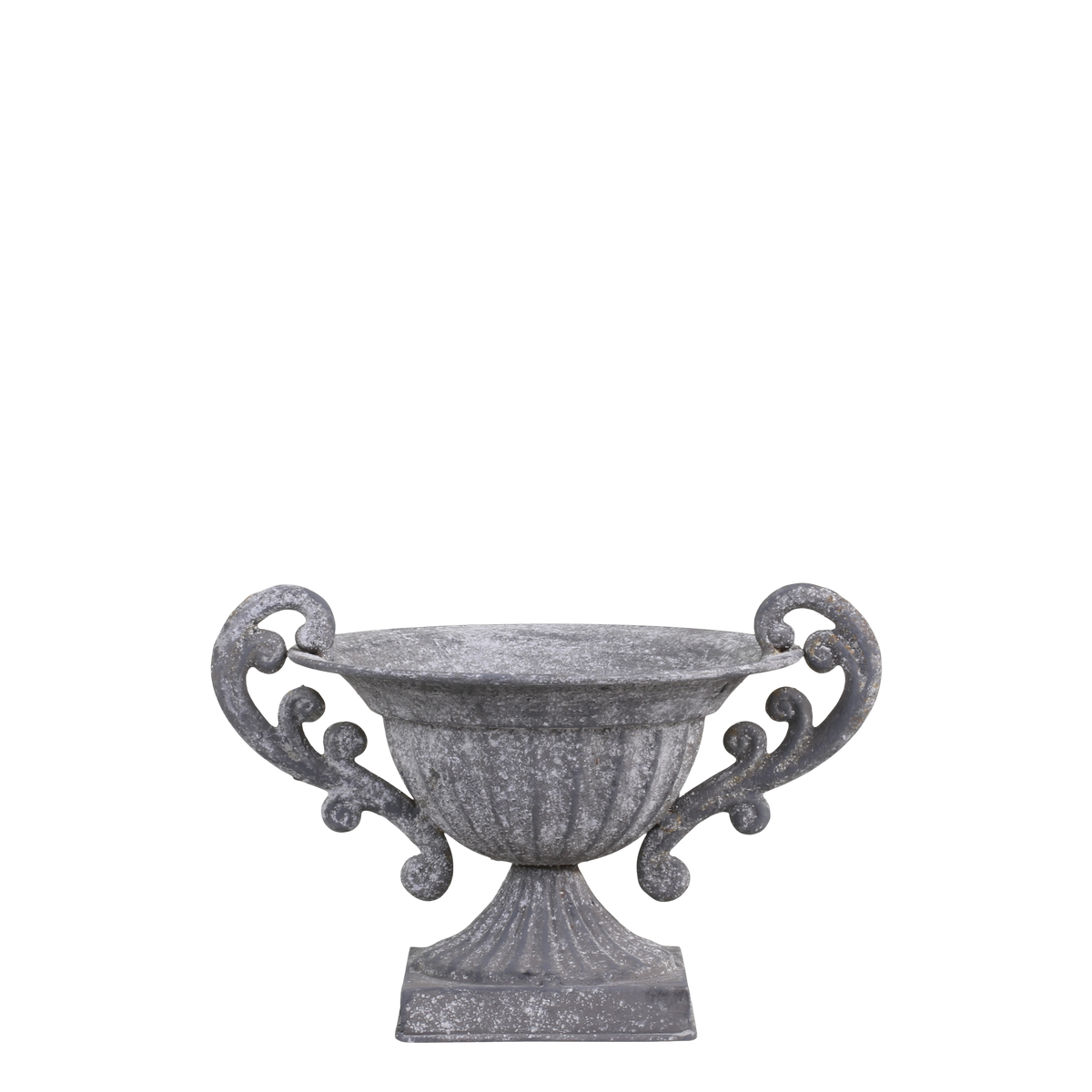 Centrepiece on foot w. decor H12/L21/W16 cm antique zinc