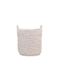 Corte Planter w. braided pattern H22/D18.5 cm cream