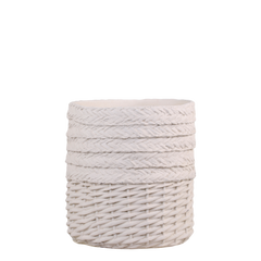 Corte Planter w. braided pattern H24.5/D20.5 cm cream