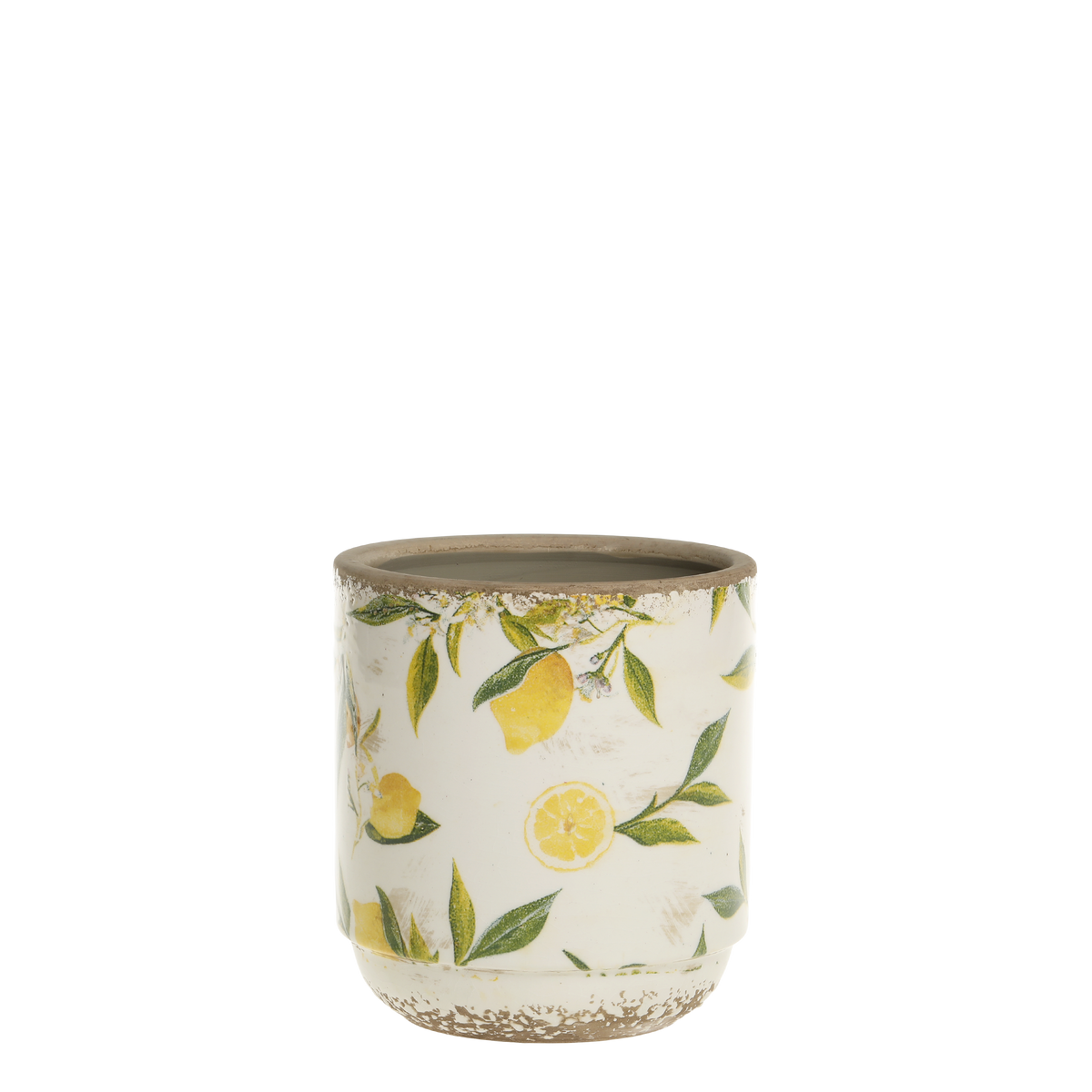 Limone Planter w. lemon motif H13.5/D13 cm cream - Levering til primo maj