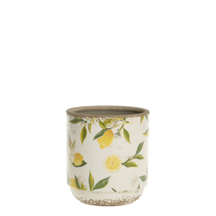 Limone Planter w. lemon motif H13.5/D13 cm cream - Levering til primo maj