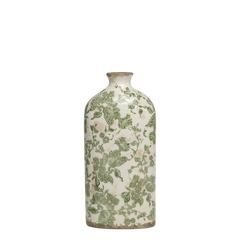 Melun Bottle w. French pattern H31/L14/W7.5 cm olive